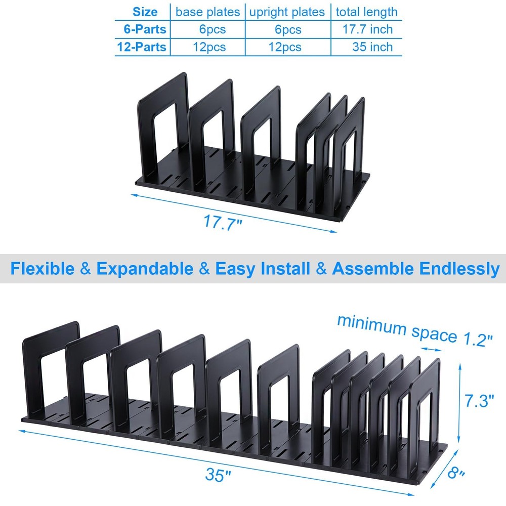 Adjustable Vertical File Sorter Sturdy Plastic Expandable Upright File Holder...