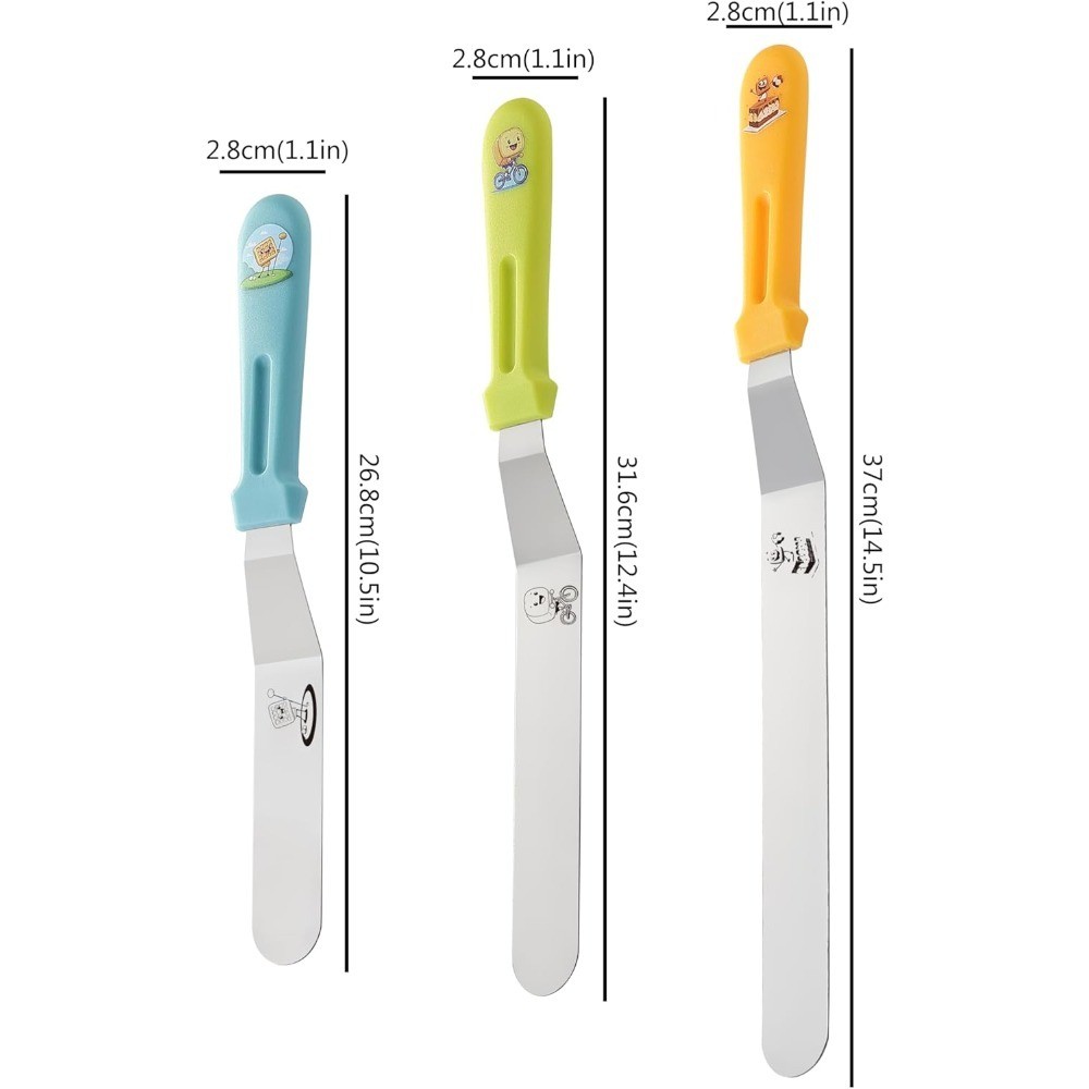 3 Piece Offset Spatula Set Stainless Steel Icing Cake Decorating Tool Baking