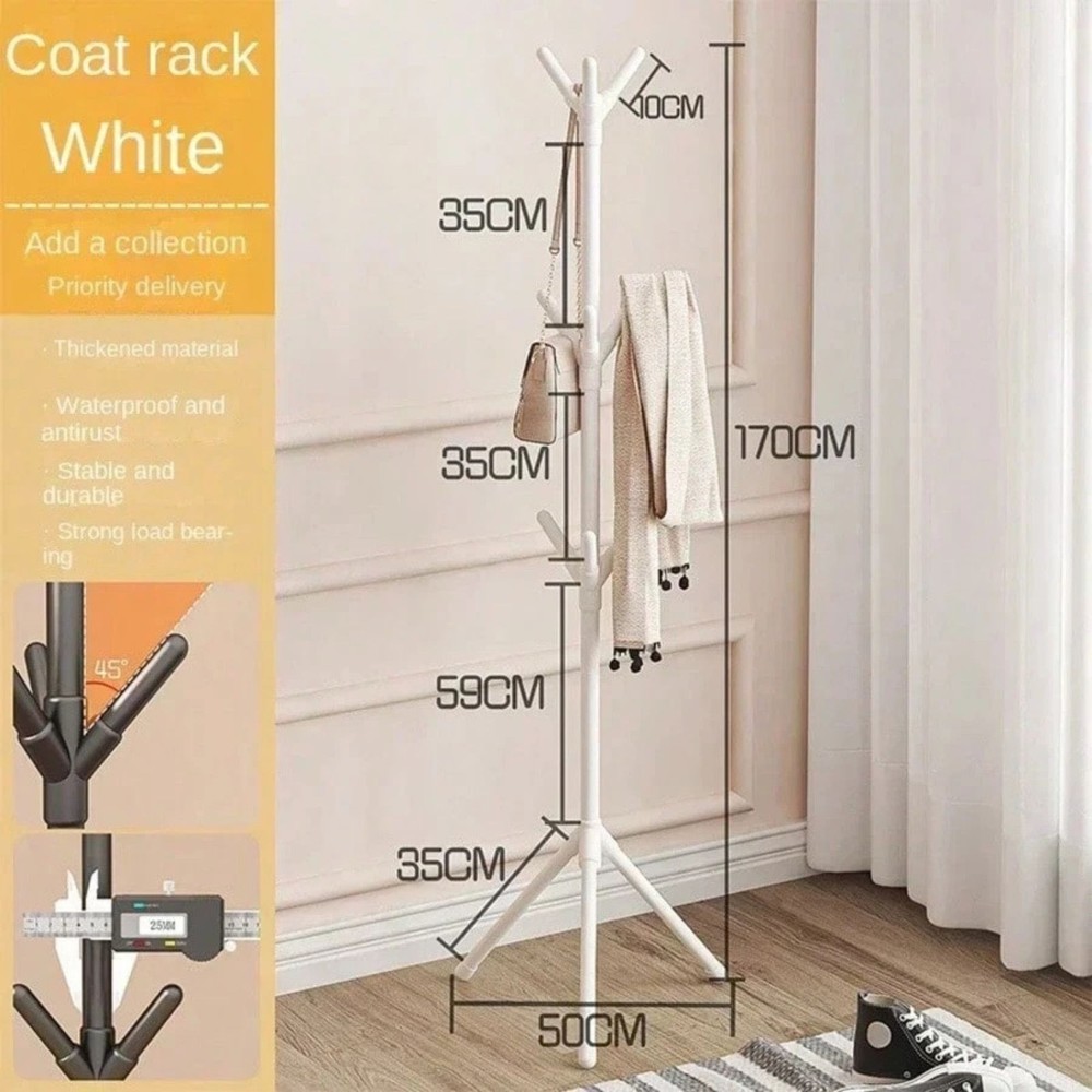 Coat & Hat Rack Stand with 9 Hooks – Vertical Clothes Hanger with Storage Hooks