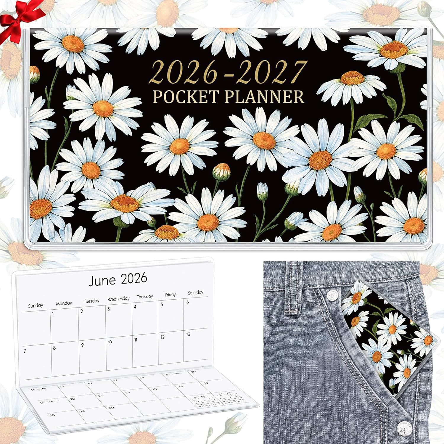 7" x 6.5" 2026-2027 Pocket Calendar for Purse Small Monthly Planner Notebook PVC