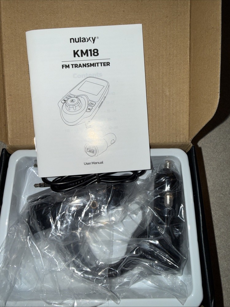 Nulaxy KM18 Wireless In-Car Bluetooth FM Transmitter (Black - New in box)