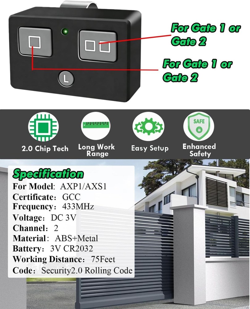 AXP1 AXS1 Gate Opener Remote Transmitter, 5-Button, 3-Button Remote Transmitter