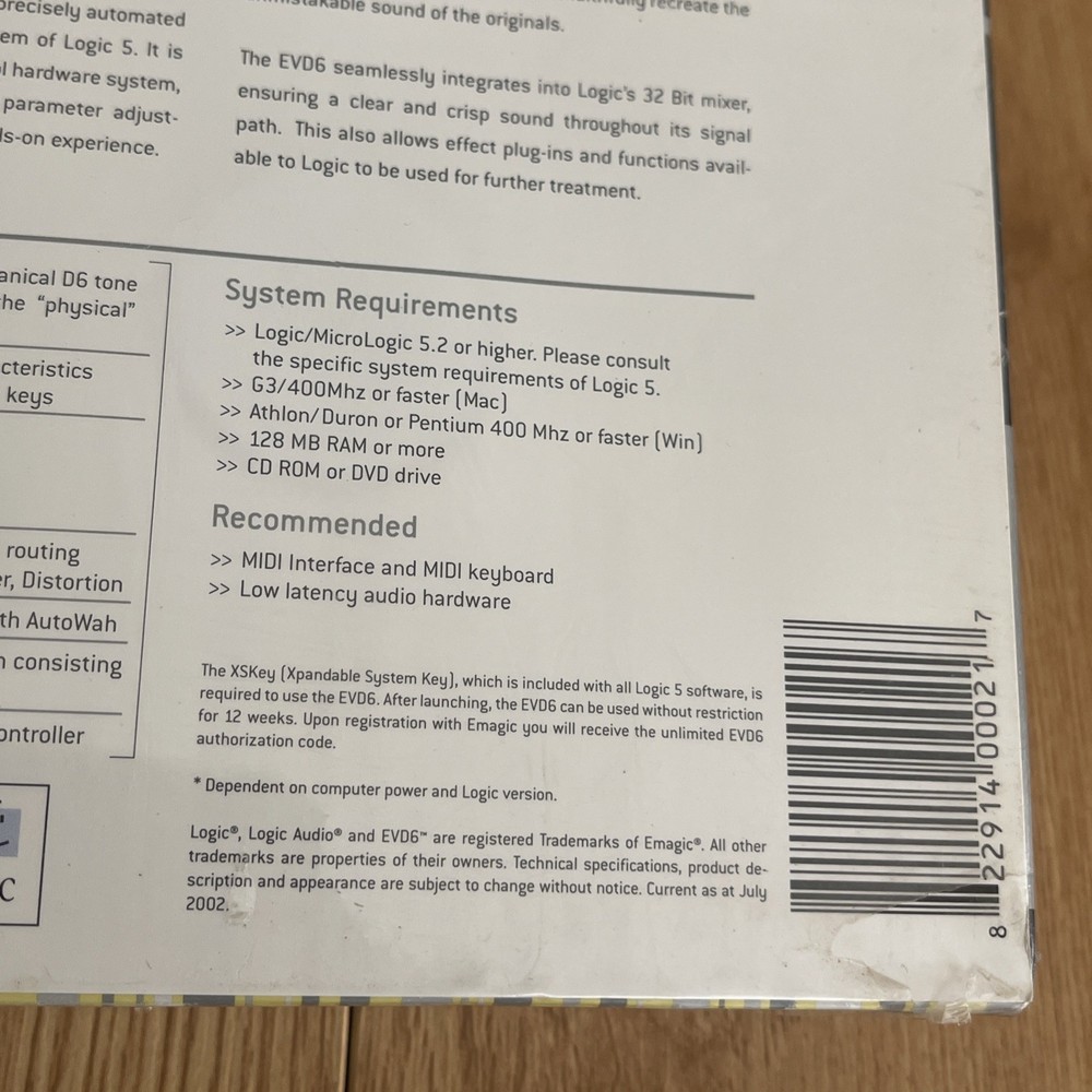 Emagic evd6 Software Instruments Vintage D6 Hohner Clavinet Simulation