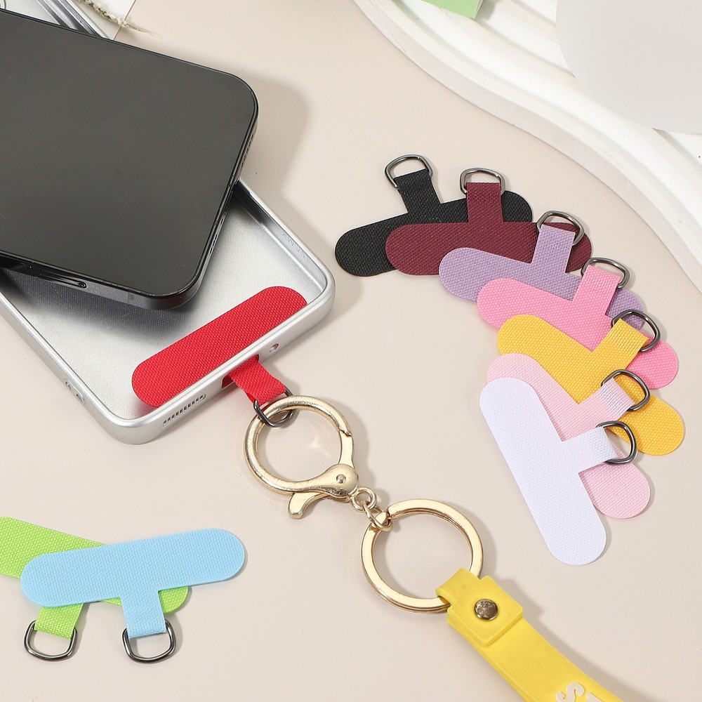12pcs Phone Tether Tab, Universal t Shape Phone Lanyard Patch, Black