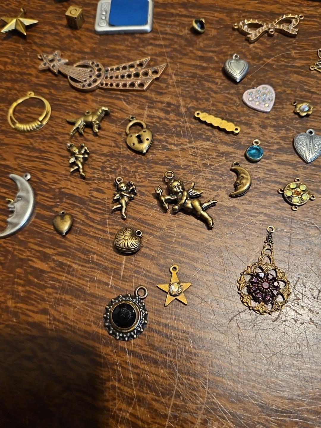 Lot Of 50 Mixed Parts Pcs France Vintage 60s Brass Stampings Findings Jewelry 10