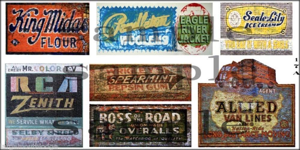 HO SCALE WEATHERED BUILDING GHOST SIGN DECALS #17a
