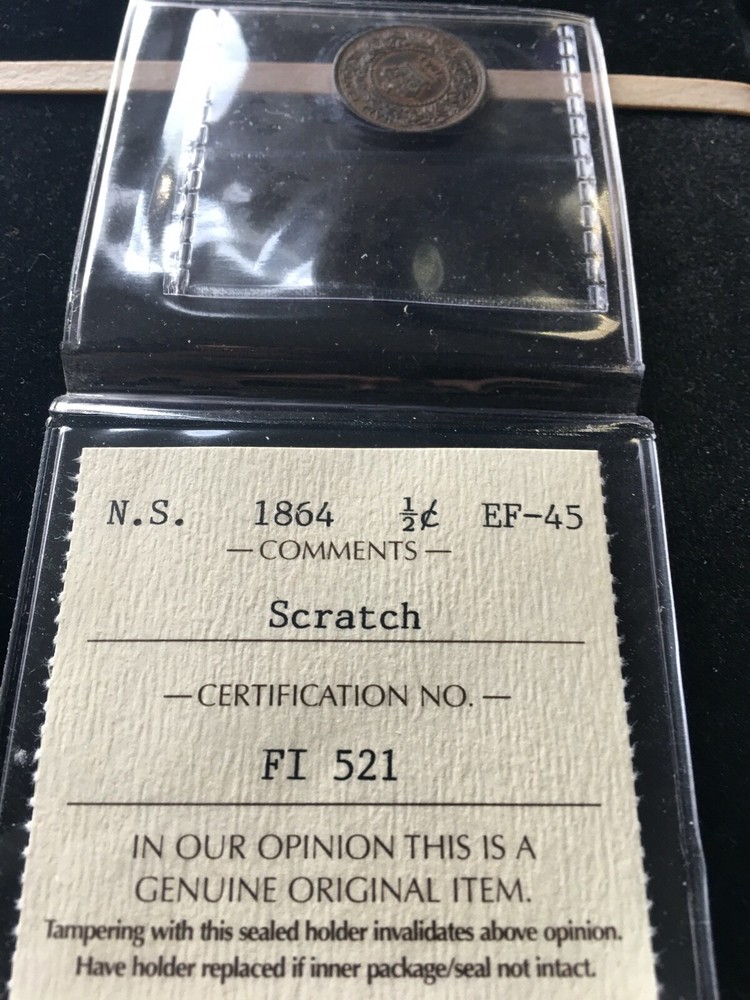 1864 Nova Scotia ¢1/2 ICCS Graded**EF-45**Scratch