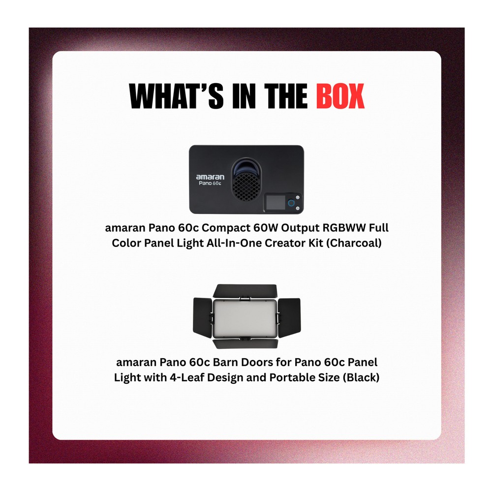 amaran Pano 60c Creator Kit (Charcoal) Bundle with Barn Doors (2 Items)