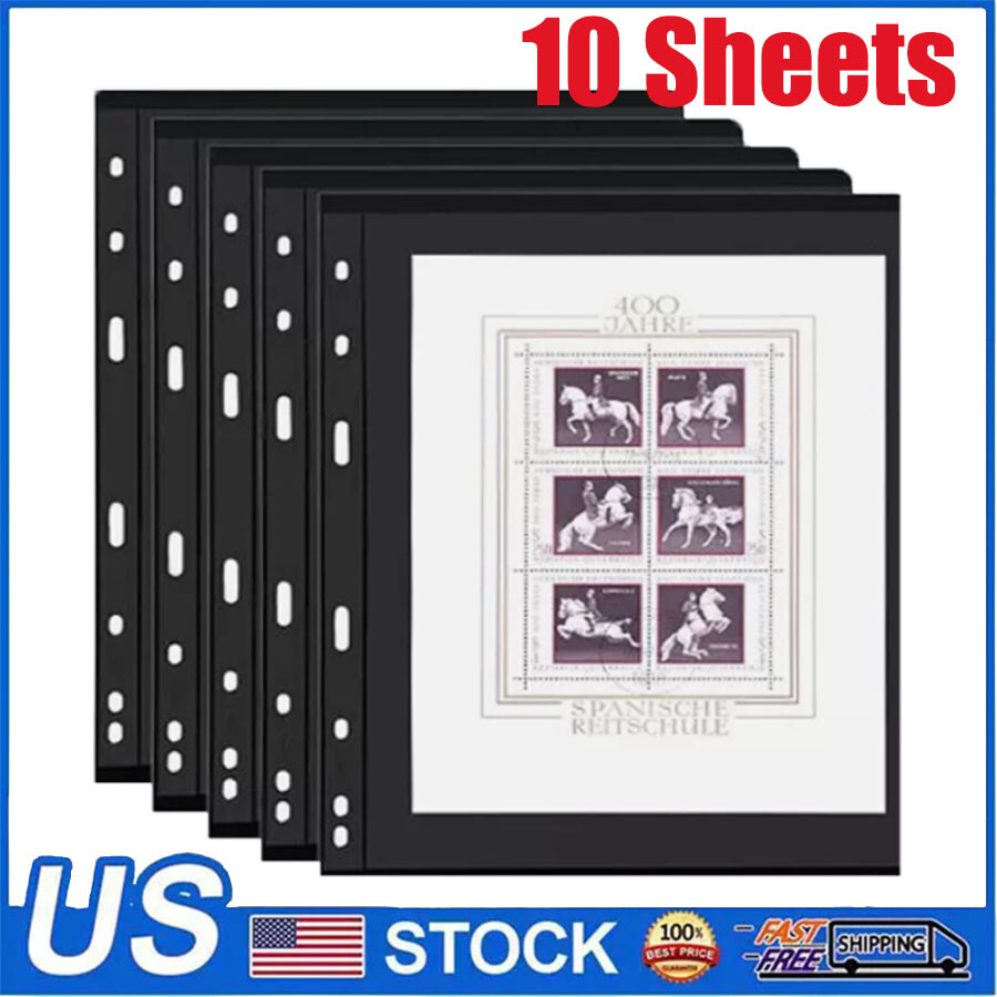 1 Row Stamp Pages for Stamp Album Binder, 10 Sheets Stamp Pages for Collectors