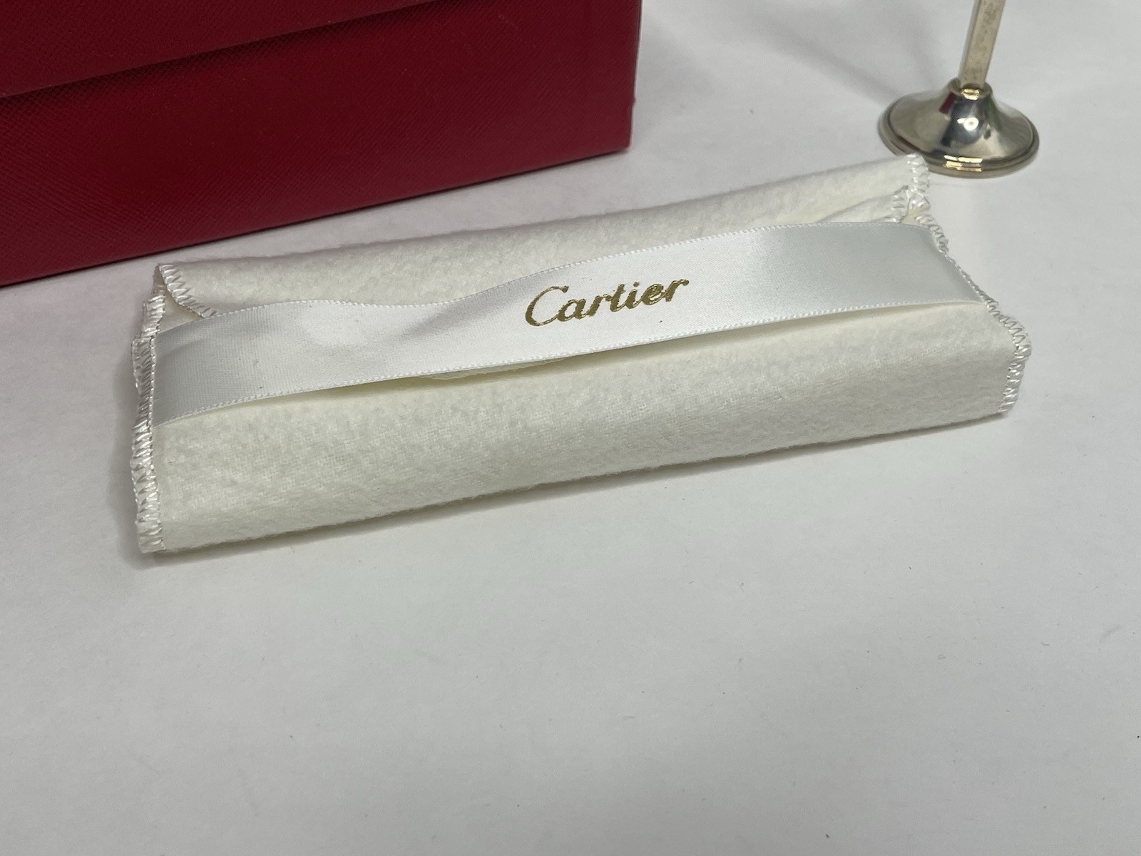 Cartier Vintage Sterling Silver Bud Vase Weighted 925 Storage Bag Original Box