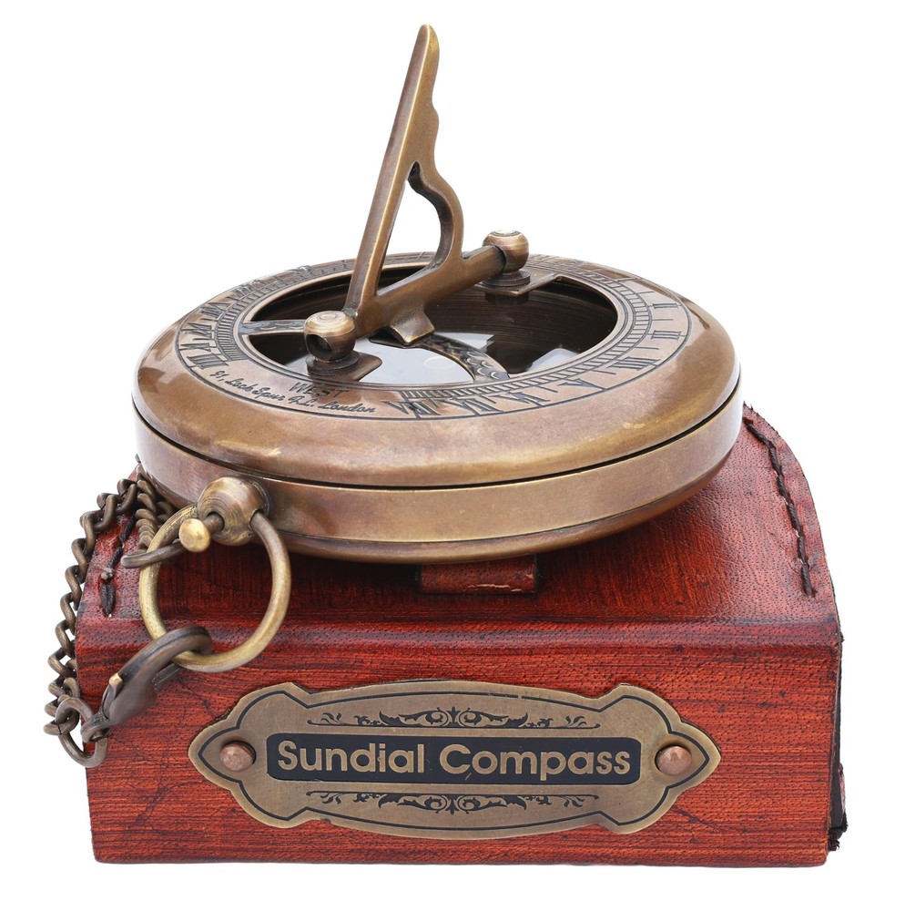 Brass Sundial - Push Open Compass - Steampunk Accessory – Unique Gift for