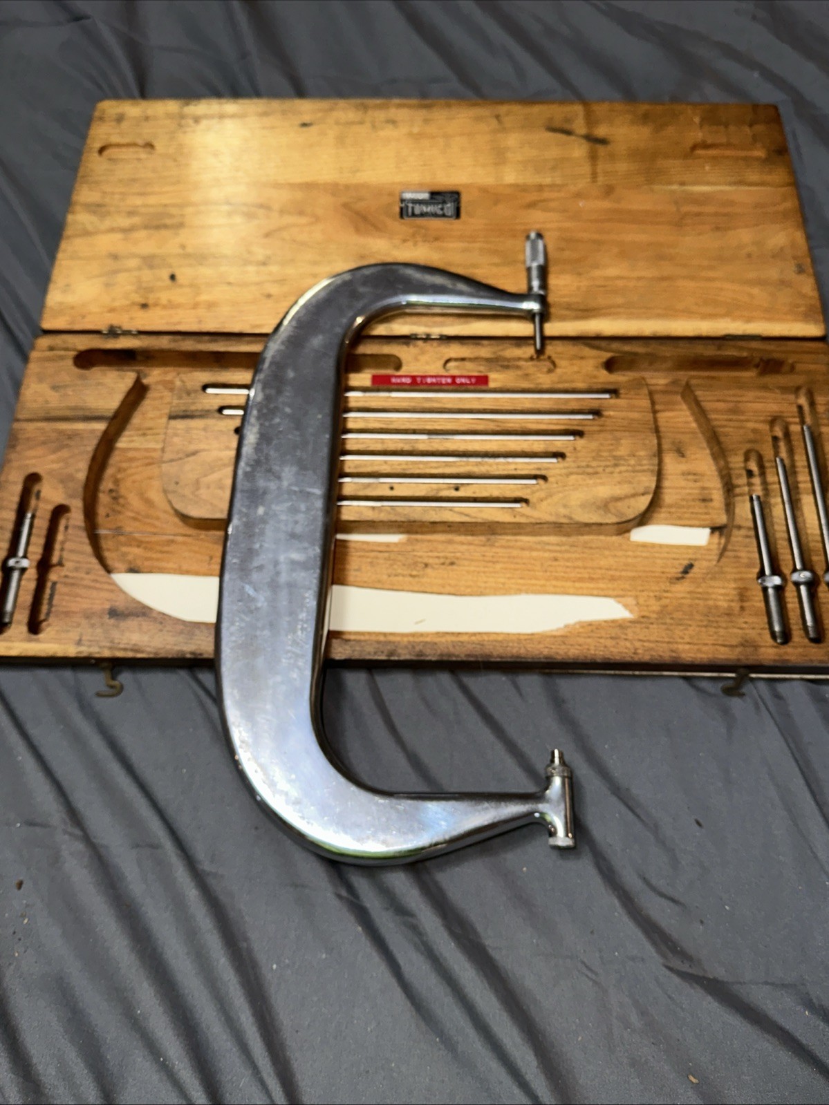 Scherr Tumico Outside Micrometer 6-12" Range .0001" Graduation Caliper Wood Box