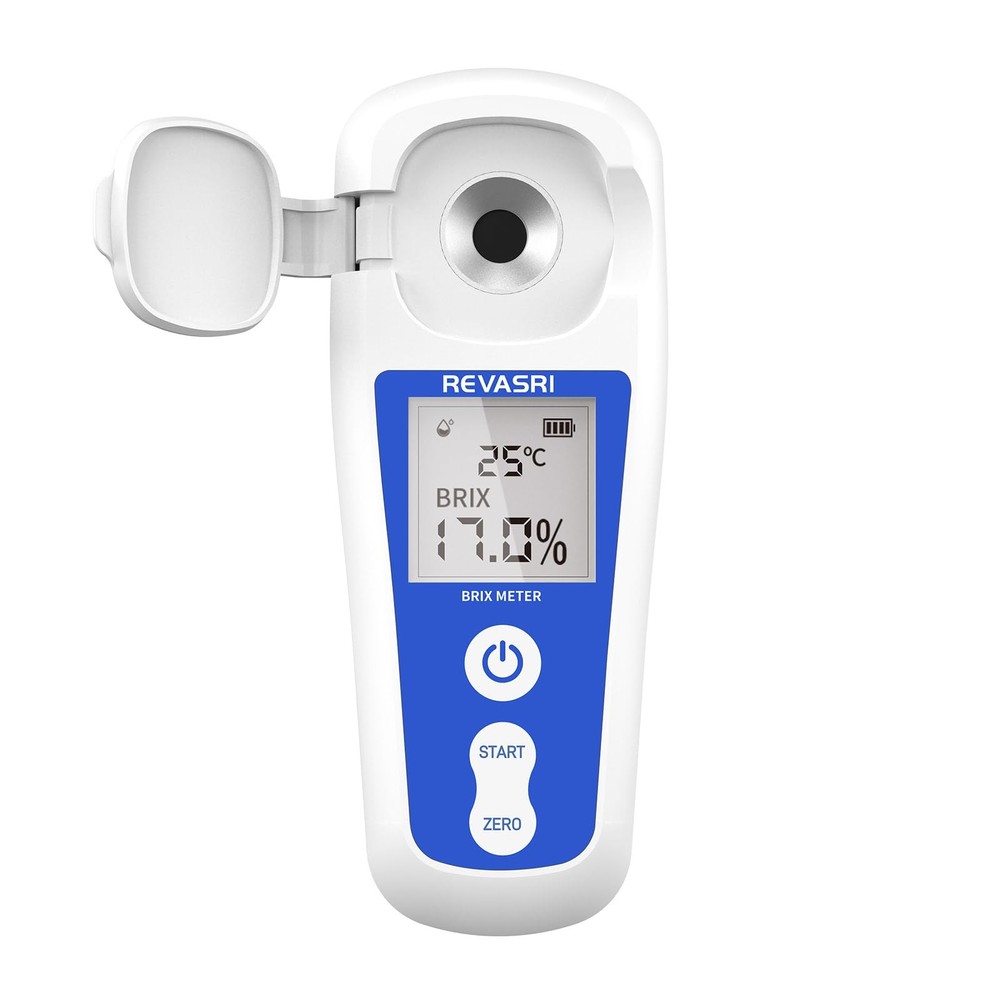 REVASRI Digital Brix Refractometer, Rechargeable Meter for white, blue