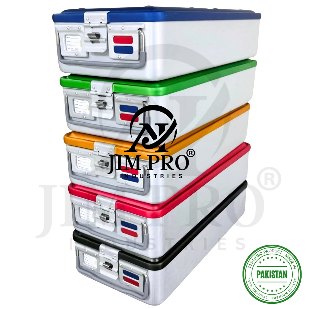 Aluminium Sterilization Container, Bottom & Lid Perforated with 4 filter holders