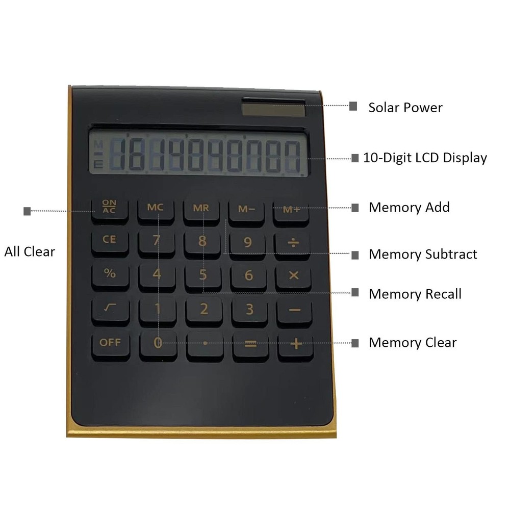 Solar Gold Standard Function Desktop LCD 10-Digit Calculator for Office, Home...