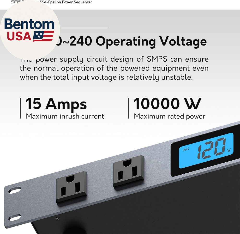Sw-Epsilon 10 Socket Power Conditioner/Surge Sequencer USB Type-C/Type-A Charger