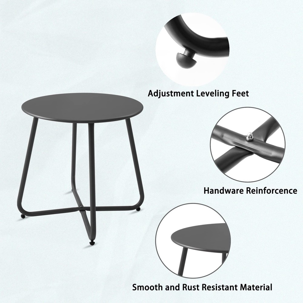 Round Metal Outdoor Side Table Waterproof Patio