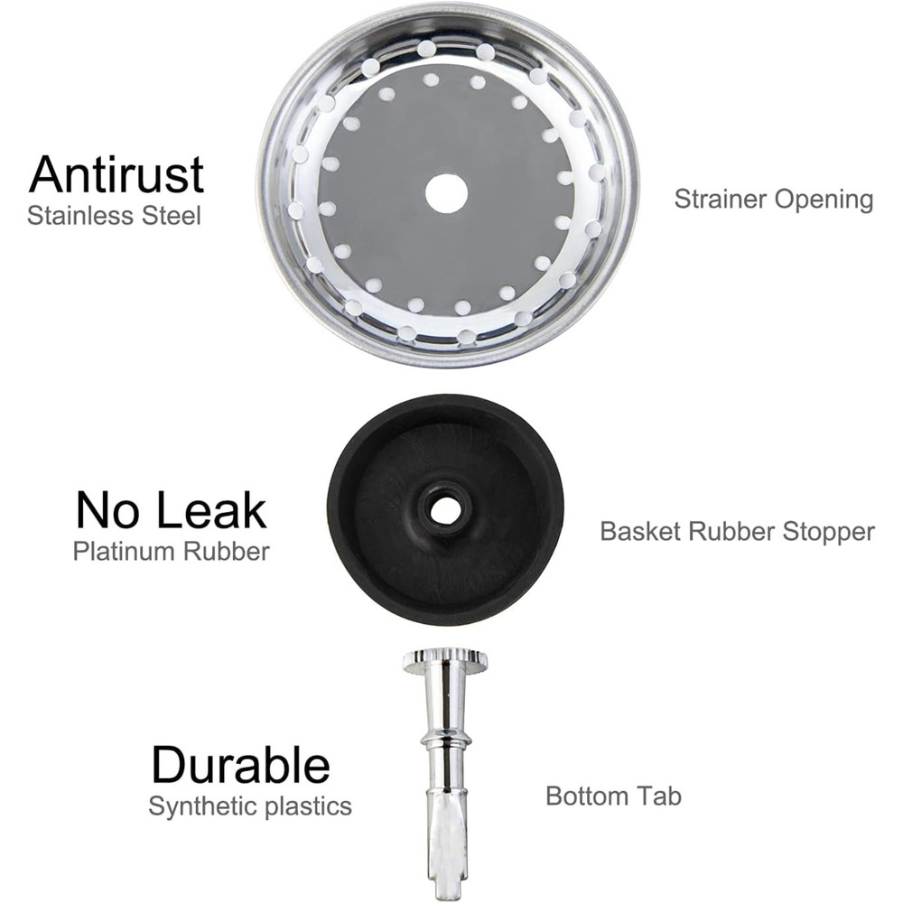 2 Pack Kitchen Sink Strainer and Stopper Combo Basket Replacement for Standard