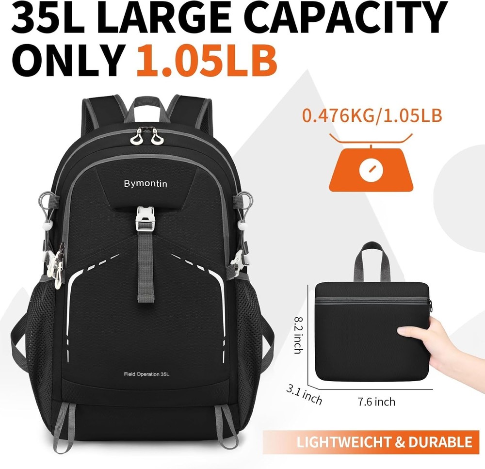 35L Lightweight Packable Backpack – Durable Foldable Daypack for Travel, Hiki...