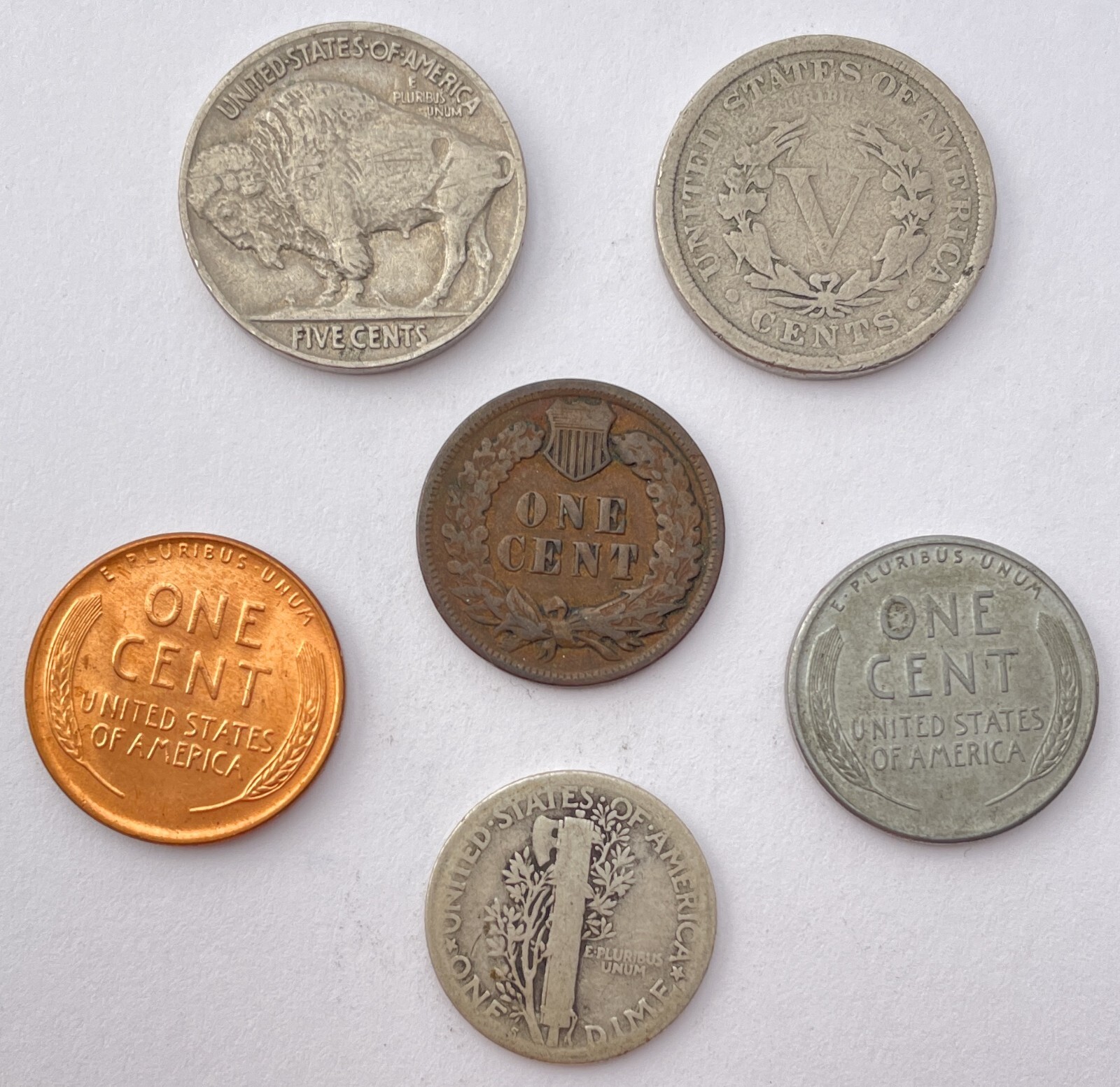 Starter Collection Lot of 6 US Coins, UNCIRCULATED, SILVER, & 100+ YEAR OLD