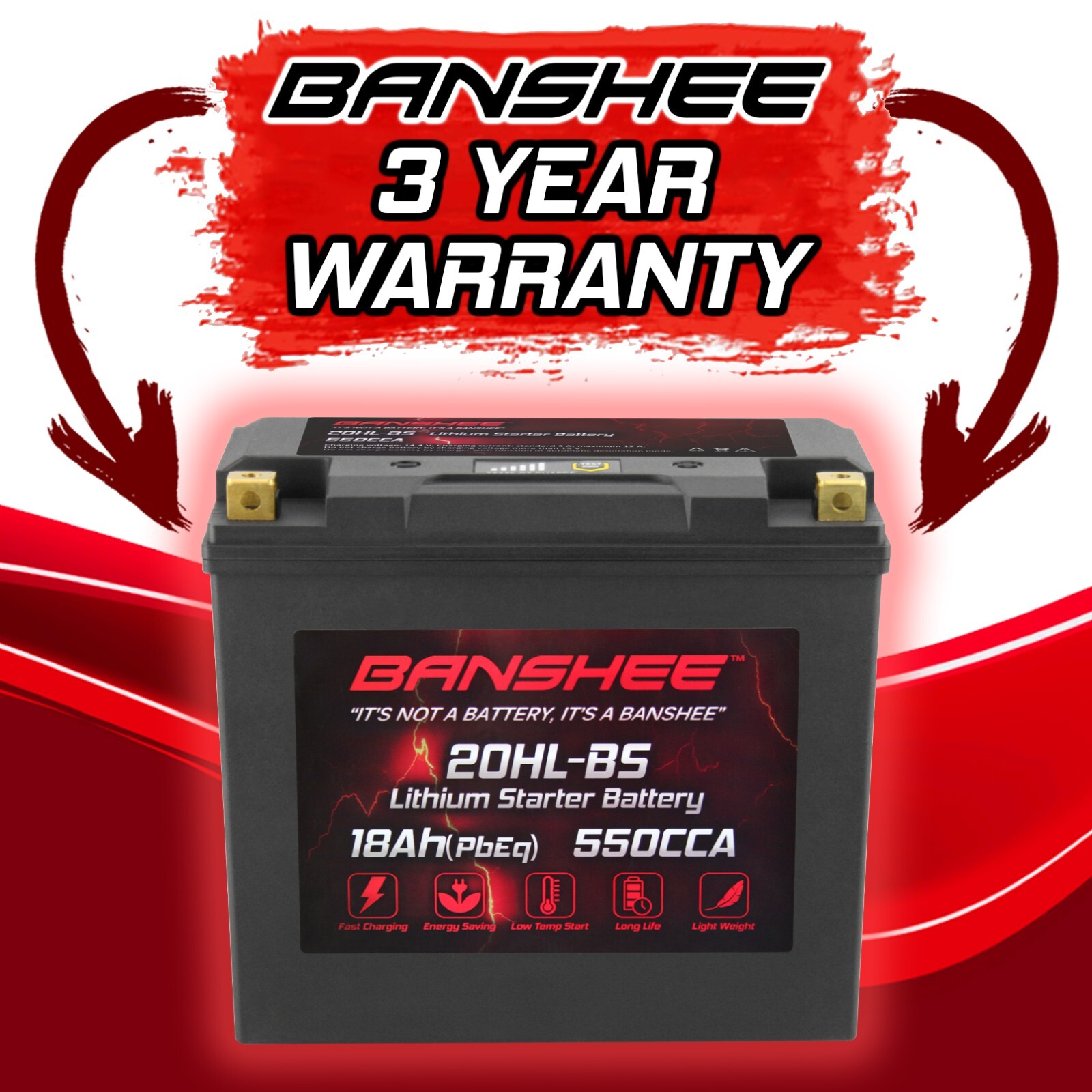 Banshee LiFePO4 Battery Replace Yuasa YTX20HL-PW GYZ20HL YTX20L YTX20HL GYZ20HL