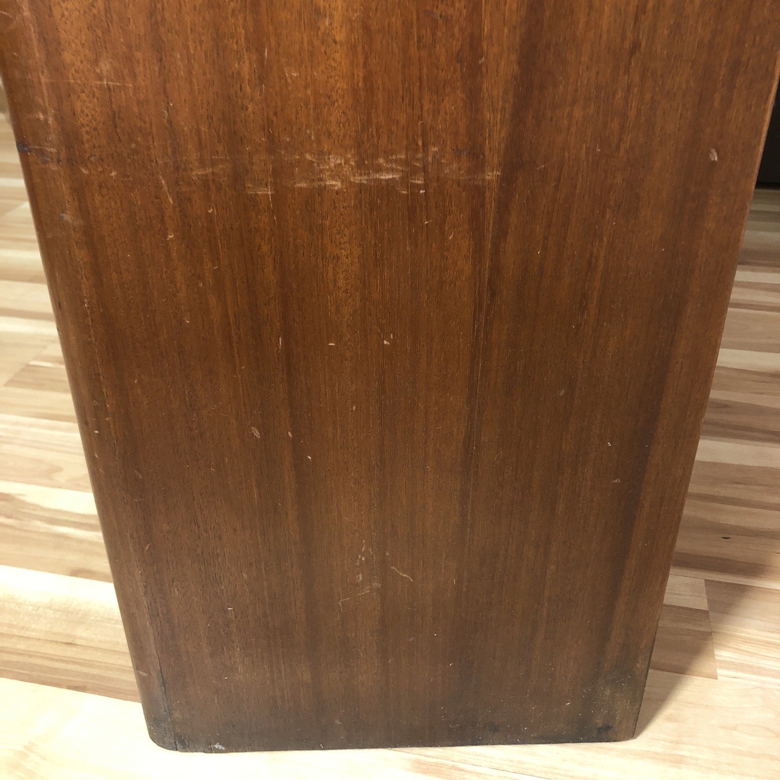 Midcentury Mahogany Wood Encyclopedia Bookcase Bookshelf Rounded Edges VTG MCM