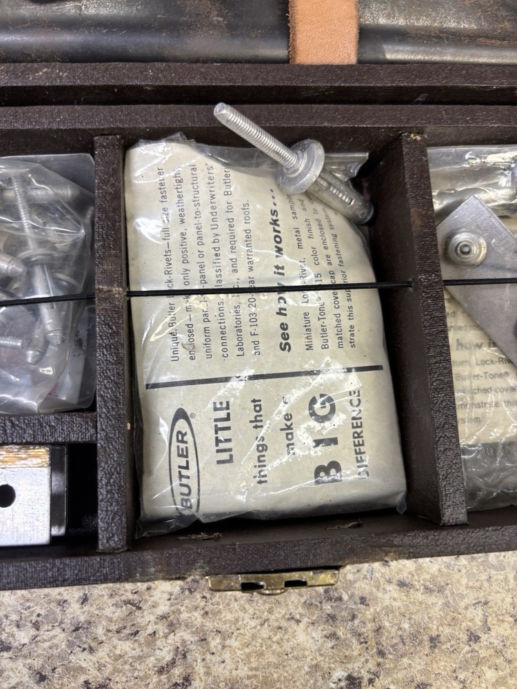 Olympic Fastening Systems ratchet, riveter, various rivets, tool kit.