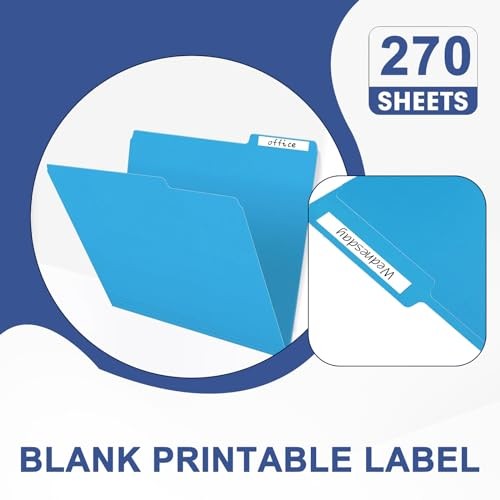 File Folder, 270 Pack Colored File Folder, 1/3 Cut Tabs, Letter Size,