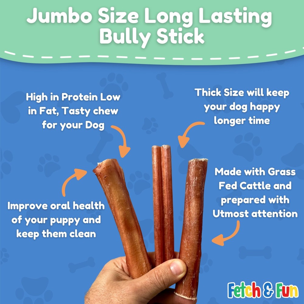 Fetch & Fun BULLYSTICKS - 6 Inch Bully Sticks (Thick - 16 Count) Bully Sticks...