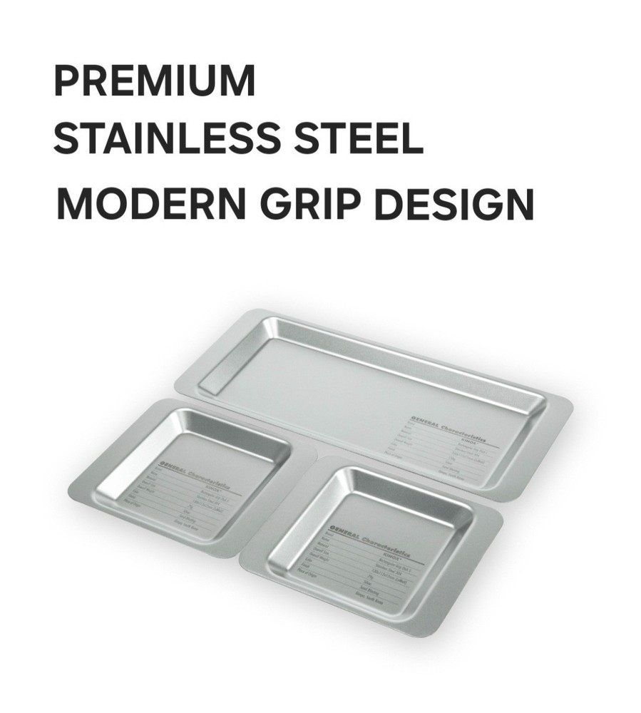 KINOX Stainless Steel Grip Rectangular Plate Set – Stackable – Made in Korea