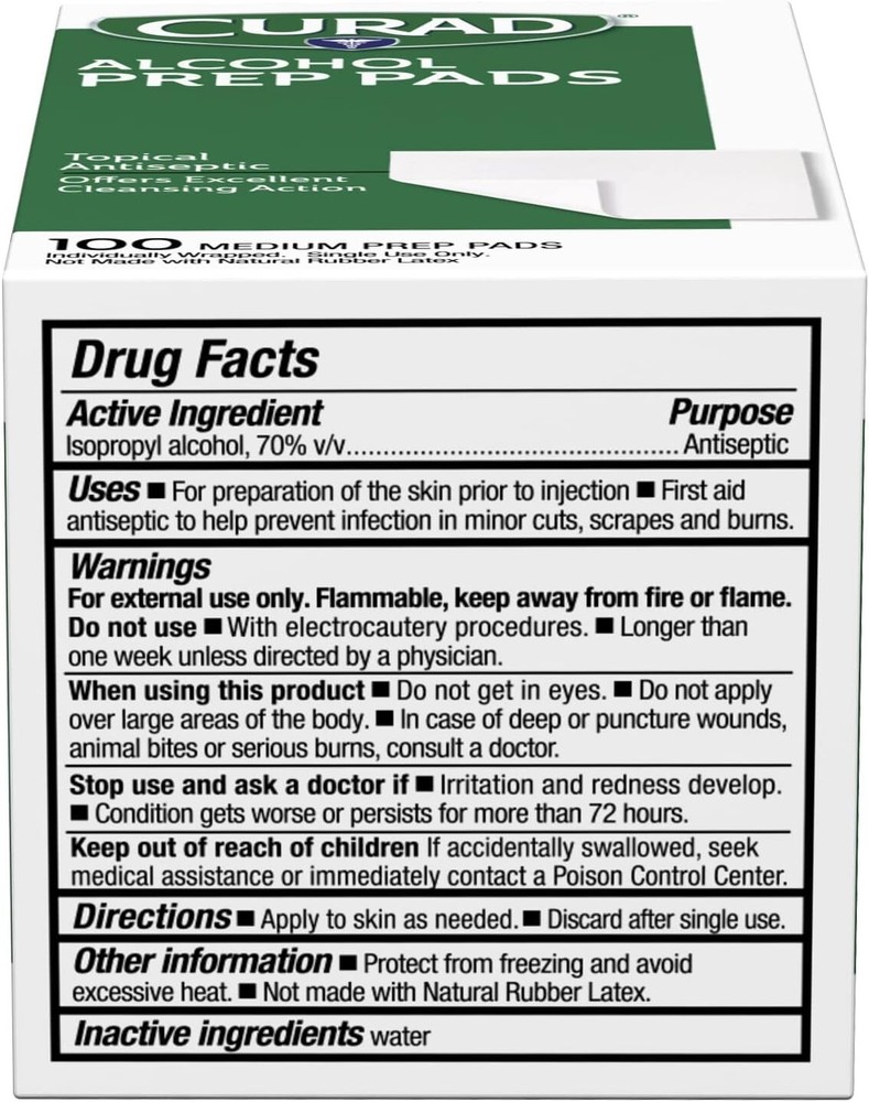 CURAD Alcohol Prep Pads 100 EACH (Pack of 3 Boxes)