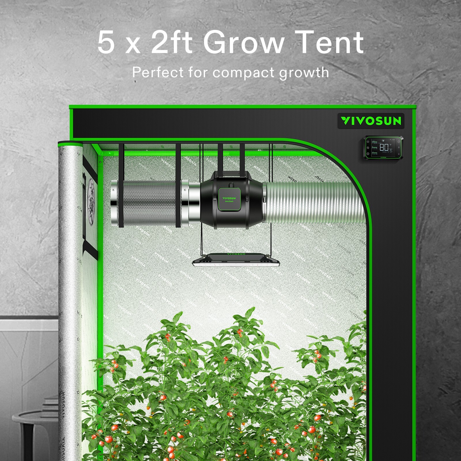 VIVOSUNIndoor Grow Tent 5'x2' Non toxic Mylar Room Reflective 60"X32"X80"