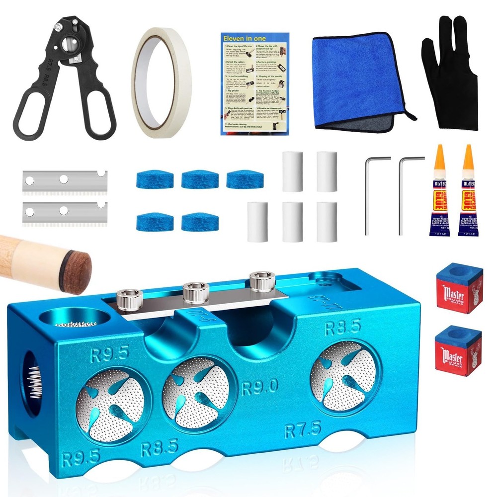 Pool Cue Tip Shaper, Pool cue Tips Replacement kit, Billiards Accessories Too...