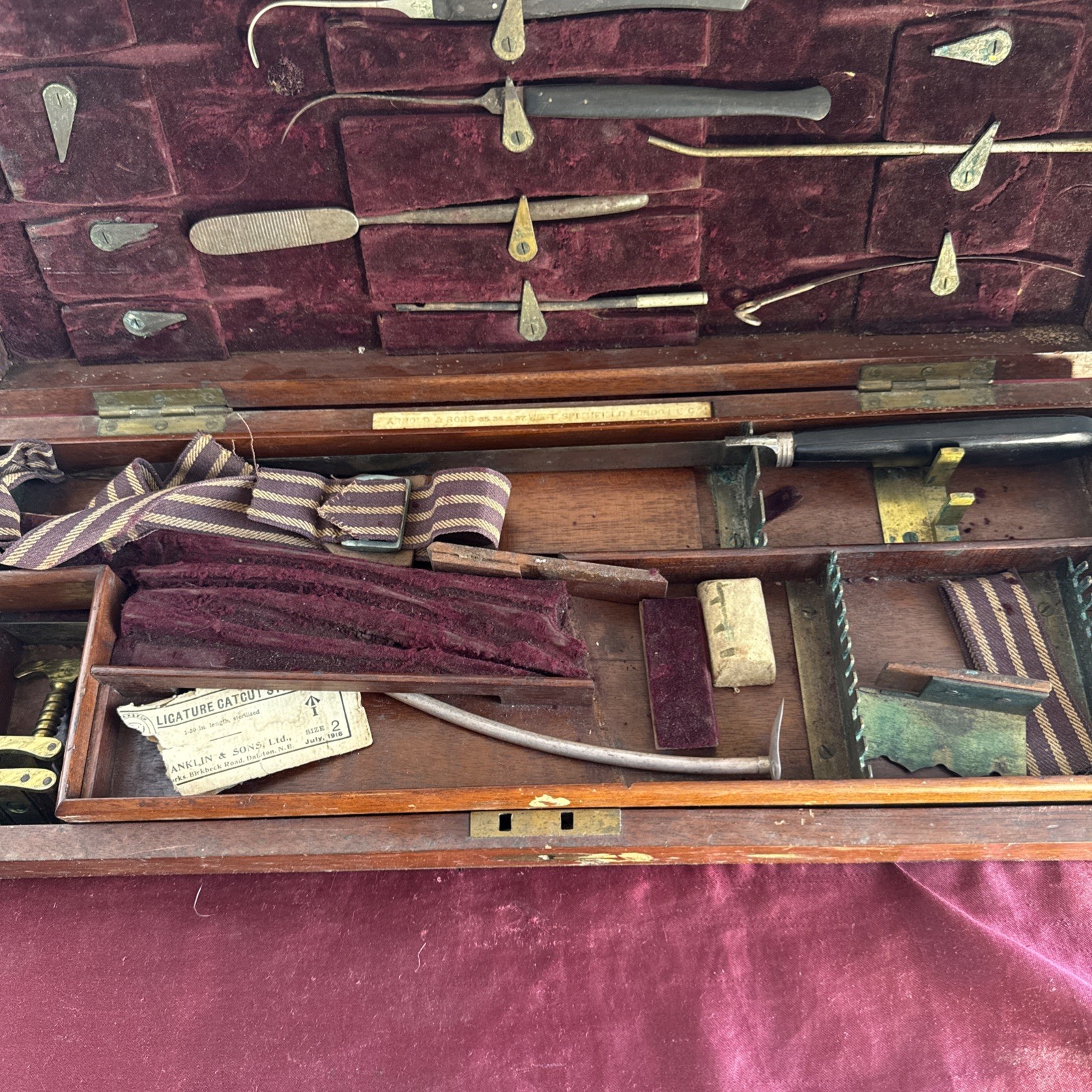 MUSEUM RARE: 43rd Regt Foot Surgical Kit - Arnold & Sons -1843-1886 & WWI Marked