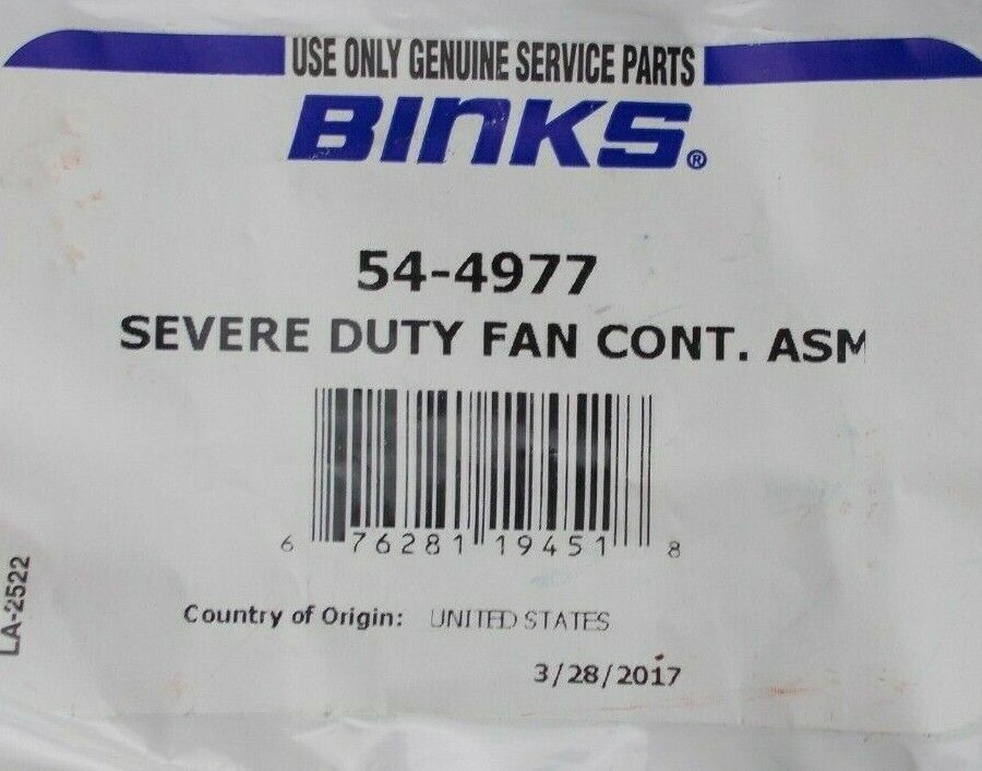 Severe Duty Fan Control Assembly  Binks 54-4977