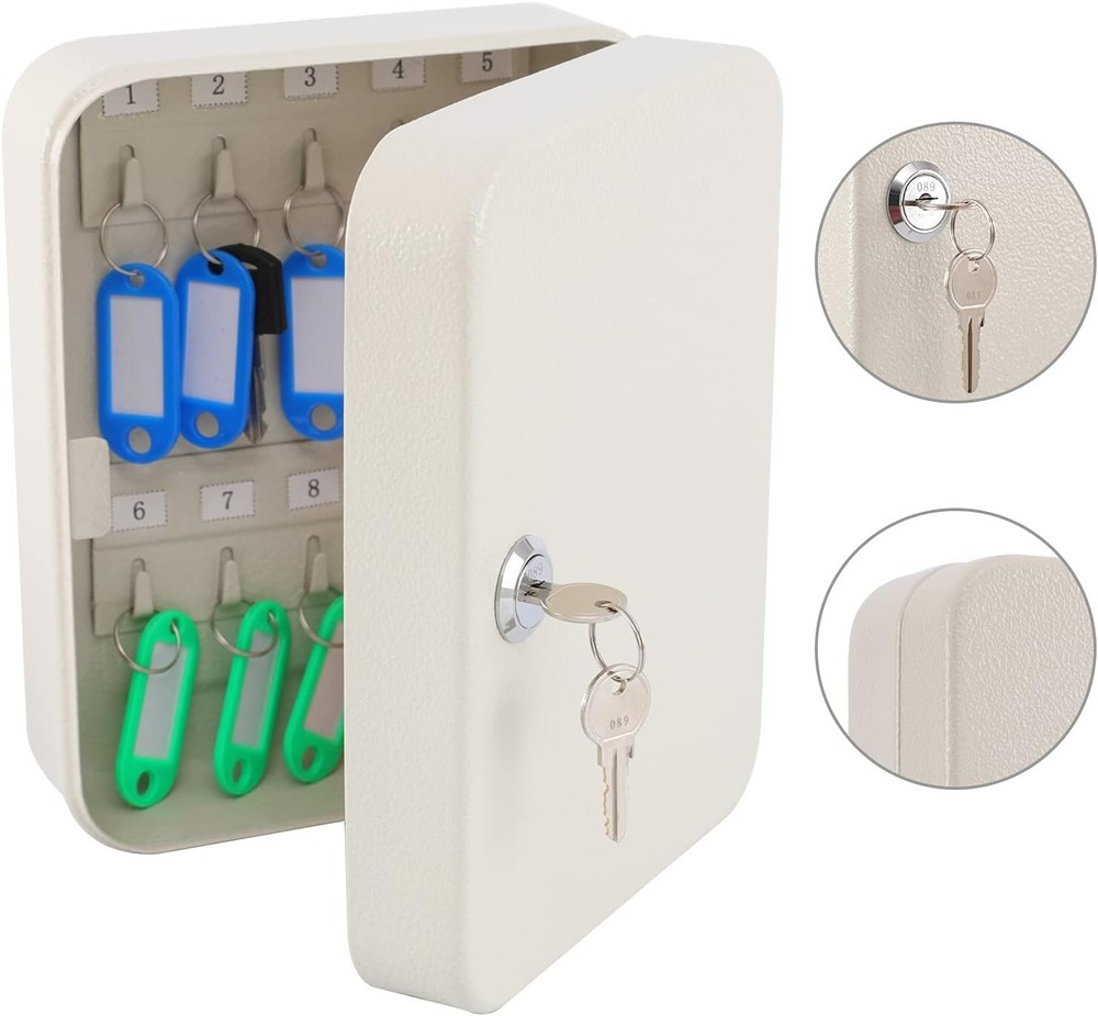 Key Cabinet Wall Mount Locking Key Lock Box with Key Management 20 keys New