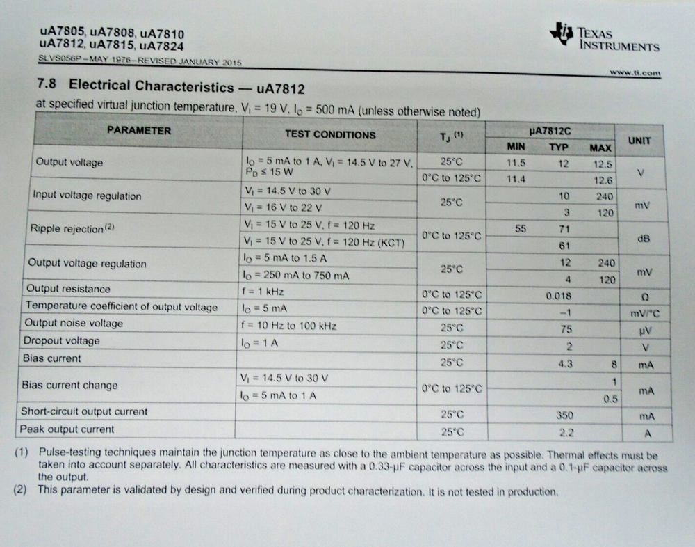VOLTAGE REGULATOR REFERENCE IC UA7812C UA7812 TO220 Texas Instruments