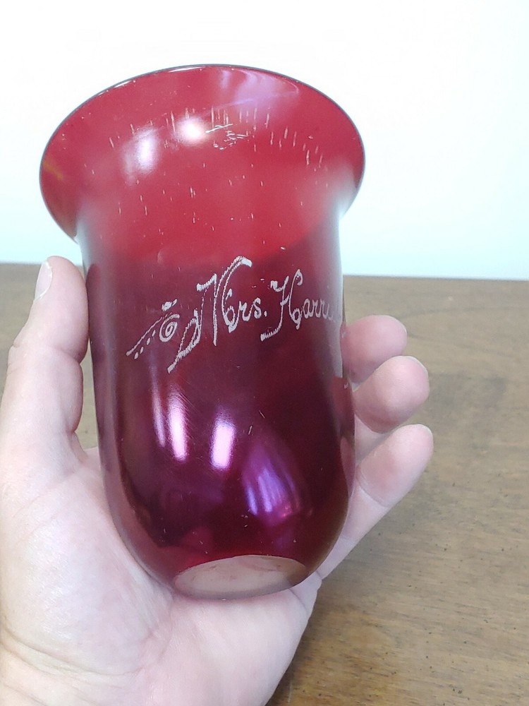 SCARCE 1910 RUBY FLASH/STAIN BELL SHAPED EAPG VASE - WONDERFUL