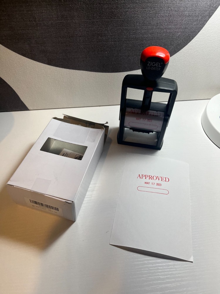 7pk Zigel LD-Dater "APPROVED" Customizable Date, Self Inking Stamper, Red Ink