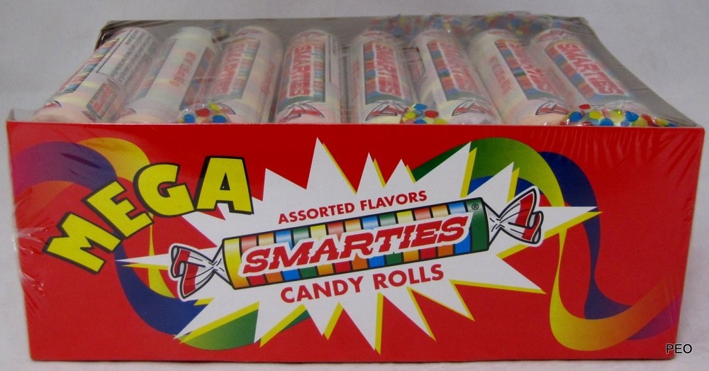 Mega Smarties 24 Count Box Rolls Candy Smarty Bulk Candies Over 3 LBS