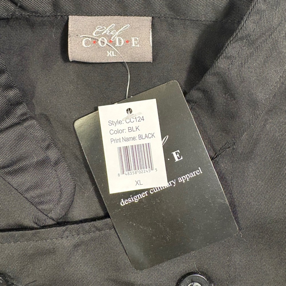 Chef Code Chef Coat Culinary Jacket Short Sleeve Black Workwear XL