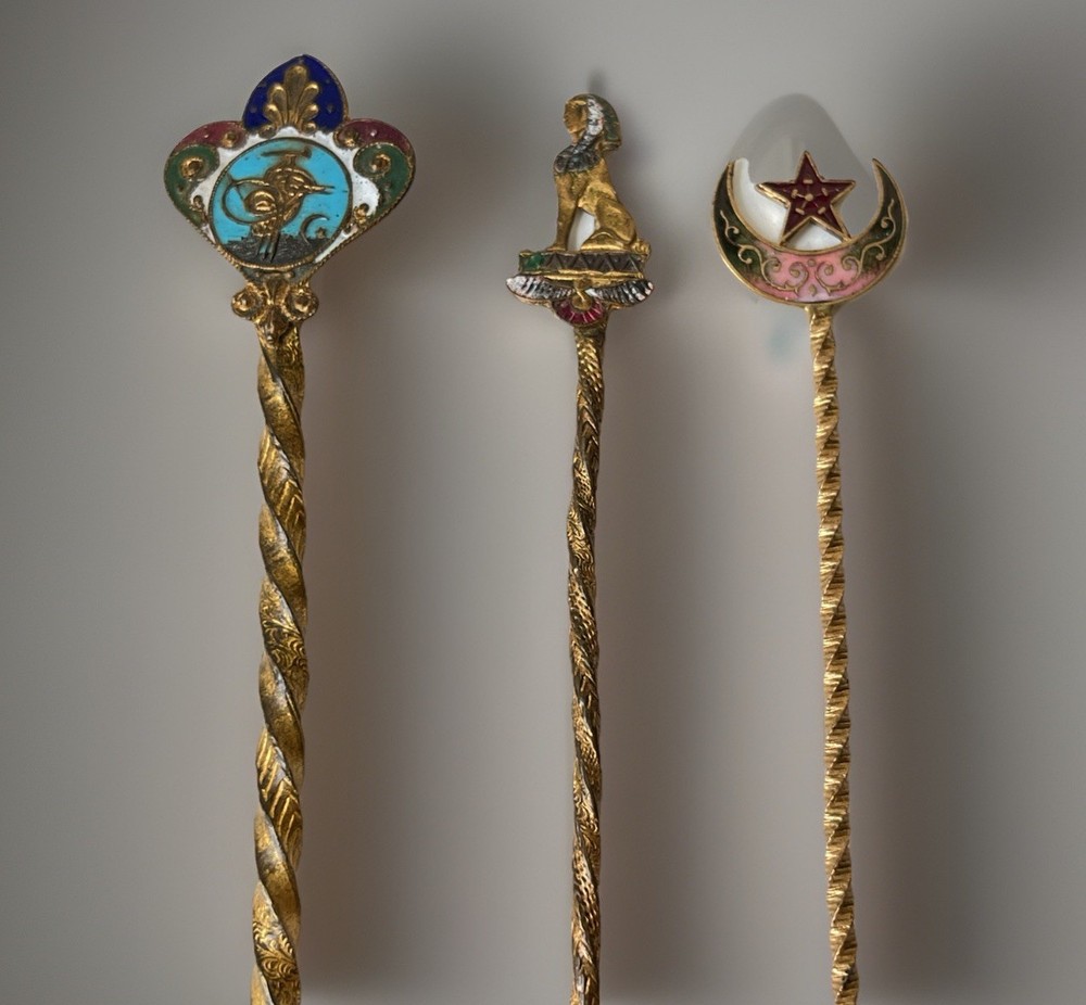 French Champleve Enameled 3 Piece Spoon Set
