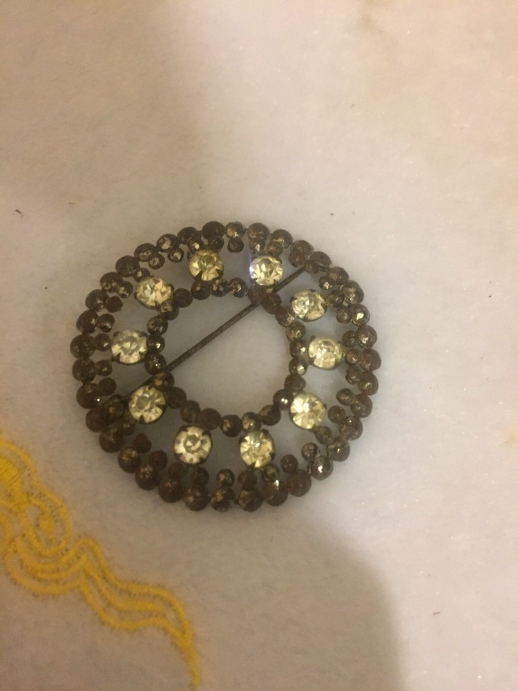 White Metal And Crystal Brooch