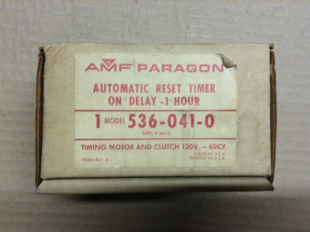 AMF Paragon 536-041-0 On Delay 1 Hour Automatic Reset Timer M4