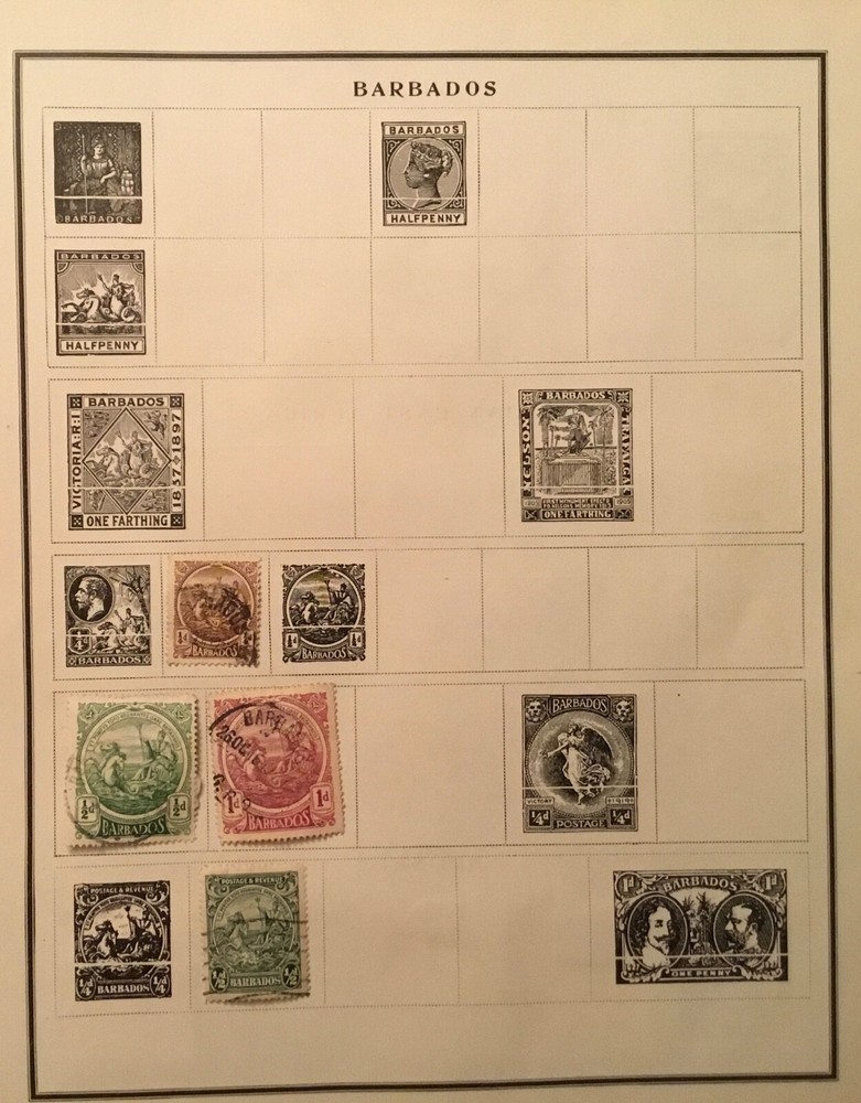 4 Barbados hinged Postage Stamps from 1920s as shown