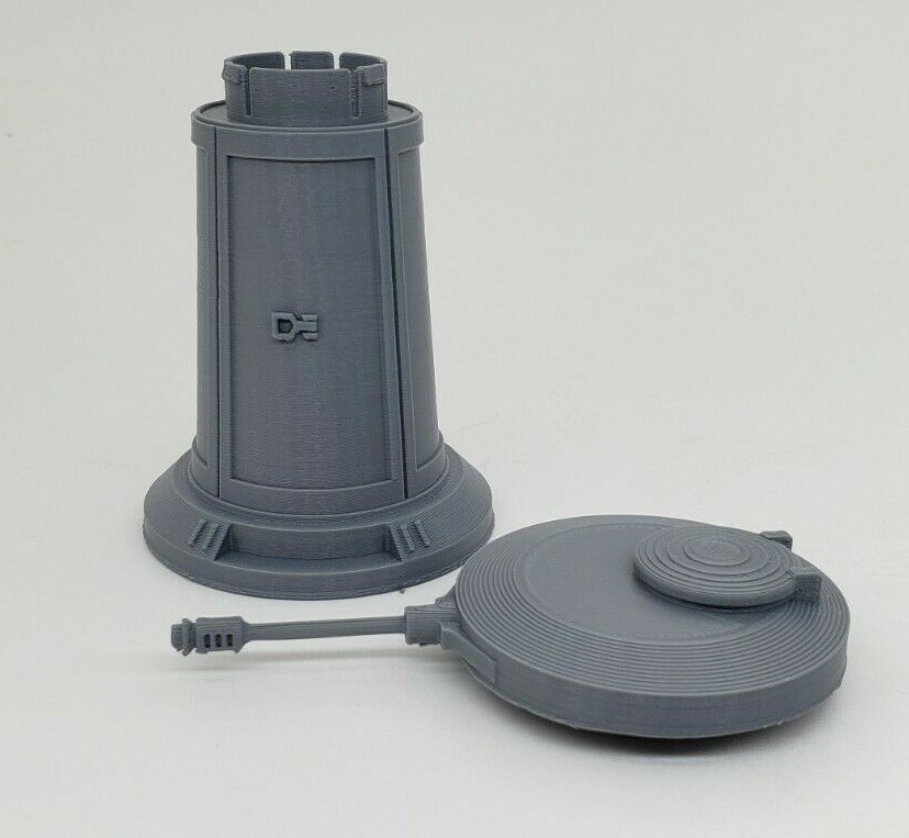3D Printed Hoth Turret Legion Terrain Silver PLA Plastic