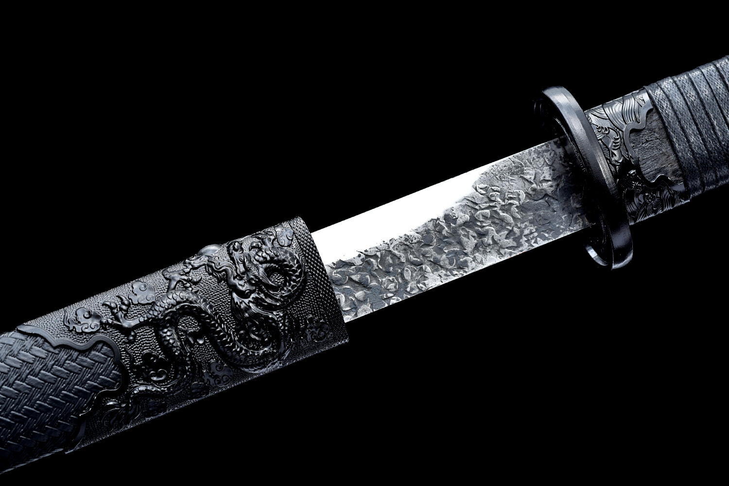 40'' Black Dragon Ninja Sword 9260 Spring Steel Japanese Straight Sharp Ninjato