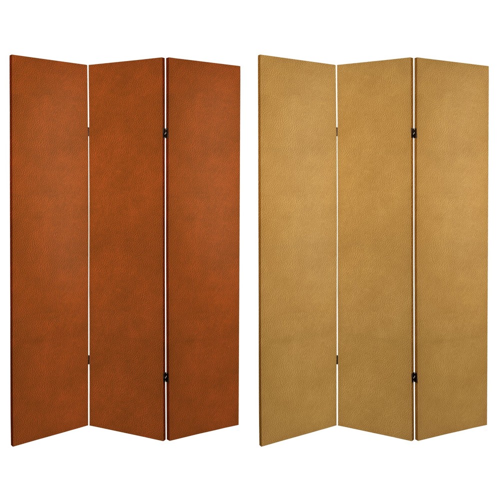 6 ft. Tall Double Sided Leather Pattern Print Canvas Room Divider