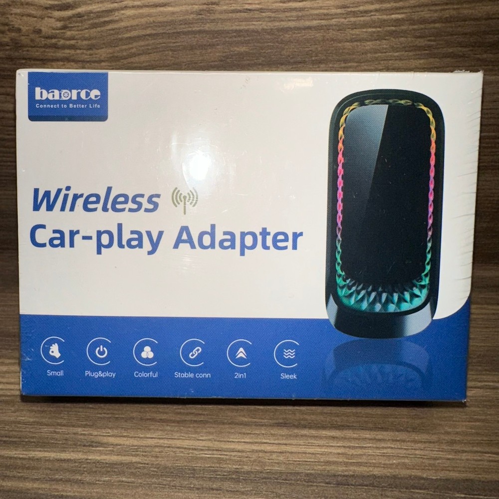 Baorce Wireless CarPlay Adapter | Apple | Android | New | Sealed | RGB LED