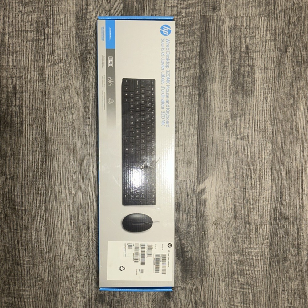 HP Wired 320MK Keyboard & Mouse Combo, Standard Type, Black, Wired Connectivity